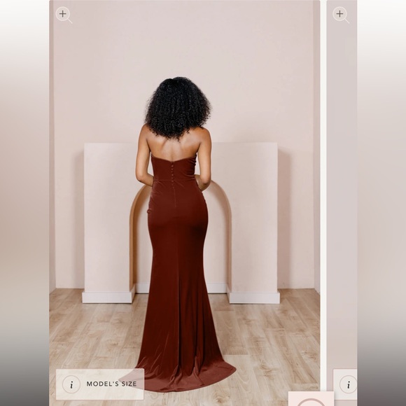 Revelry Quinn Velvet Dress in Terracotta - 606. Size 4 Petite, 41” waist to hem. - Picture 4 of 5